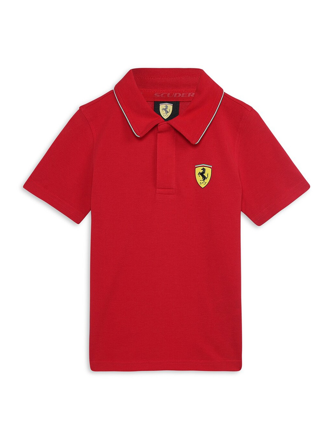 

PUMA Motorsport Kids Polo Collar Short Sleeves Applique Cotton T-shirt, Red
