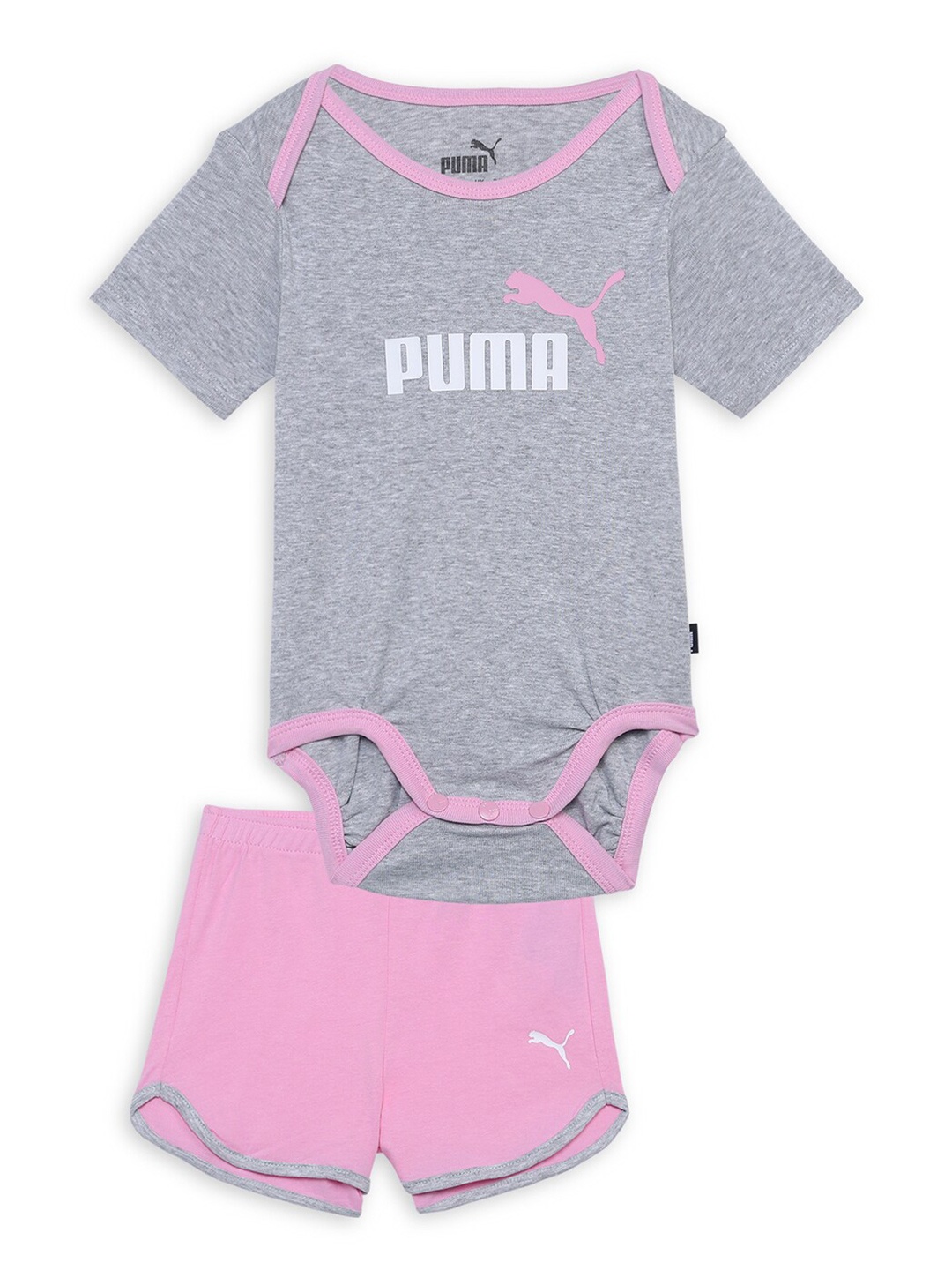 

Puma Minicats Infants Brand Logo Printed Pure Cotton Clothing Set, Grey