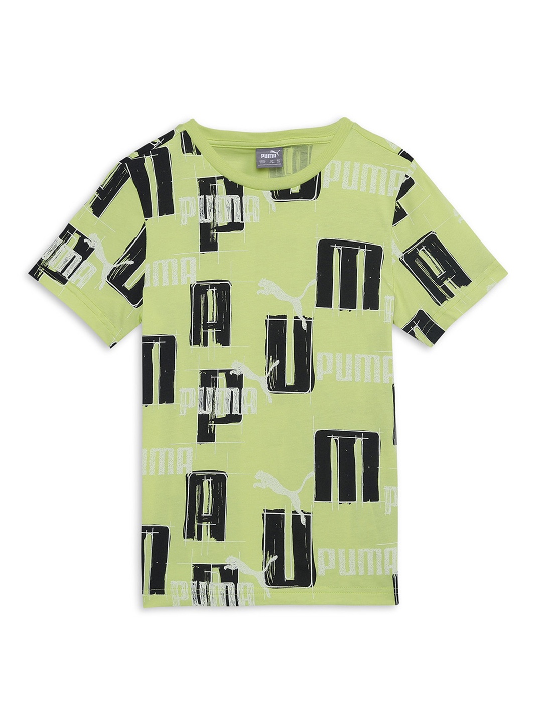 

Puma Boys Logo Lab Youth Printed Cotton T-Shirt, Green