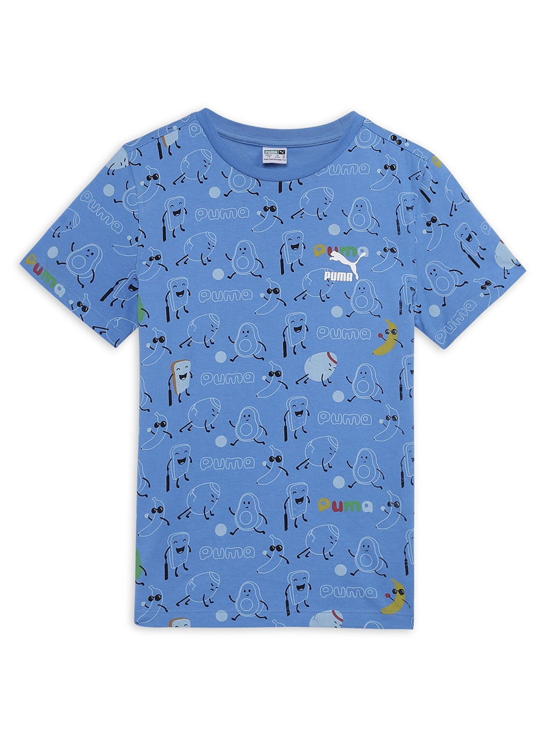 

Puma Kids Classics Printed Cotton T-Shirt, Blue