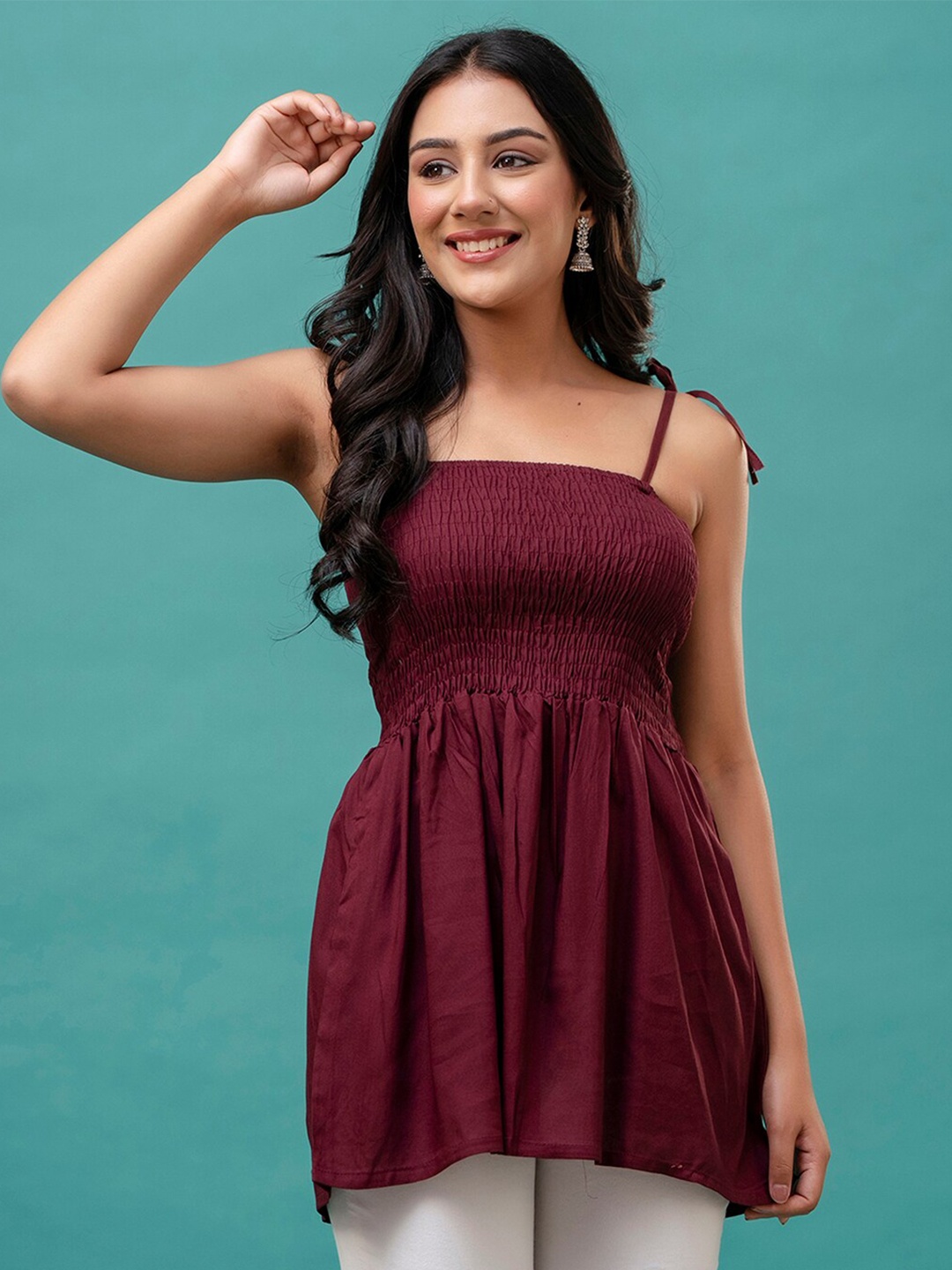

FERANOID Pure Cotton Tunic, Maroon