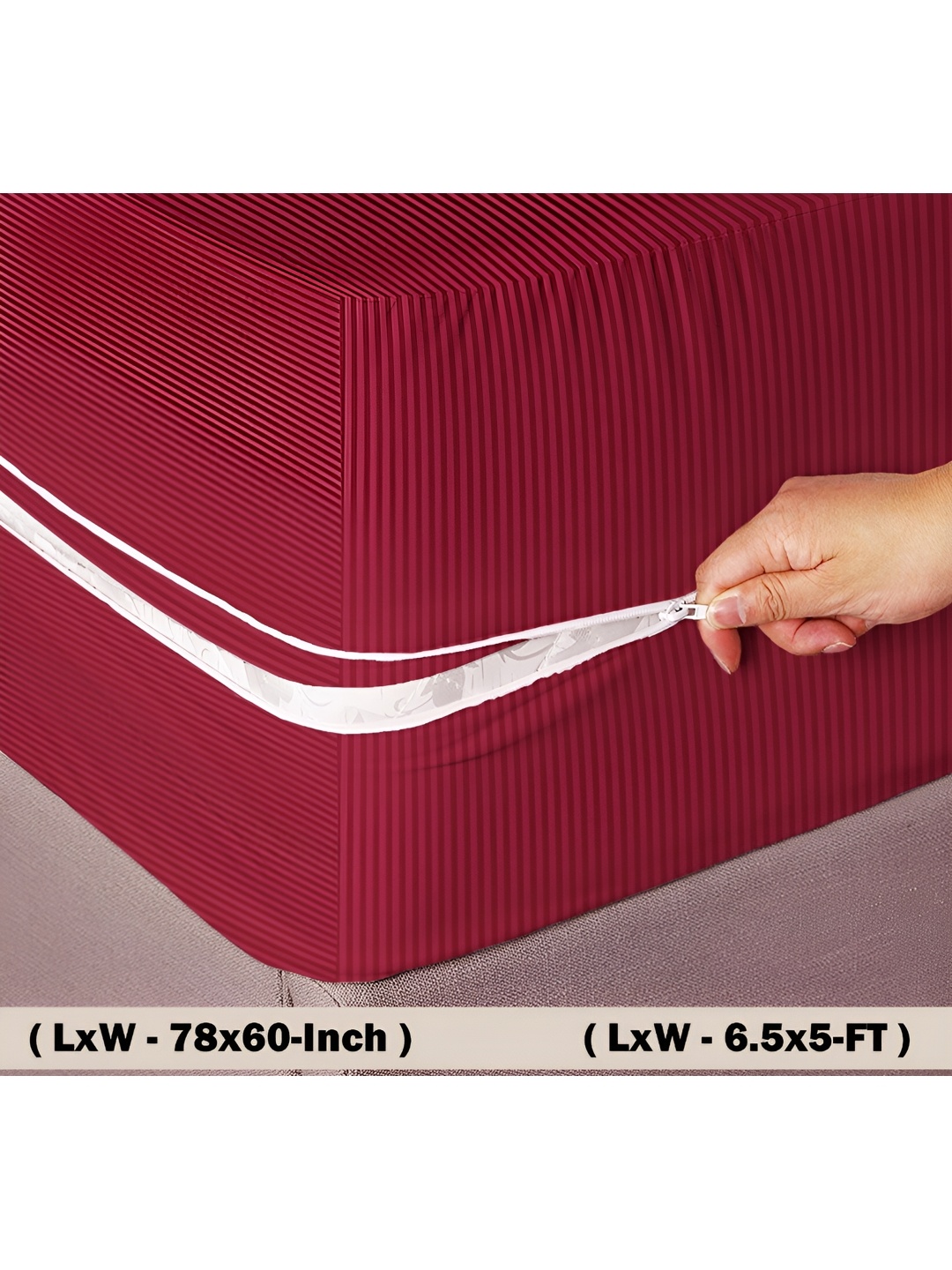 

bsb home Red Double Bed Microfiber Breathable Mattress Protector