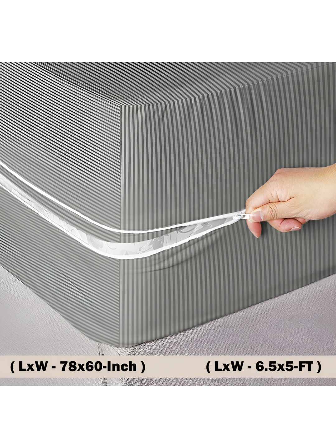 

bsb home Grey Striped Microfiber Breathable Mattress Protector