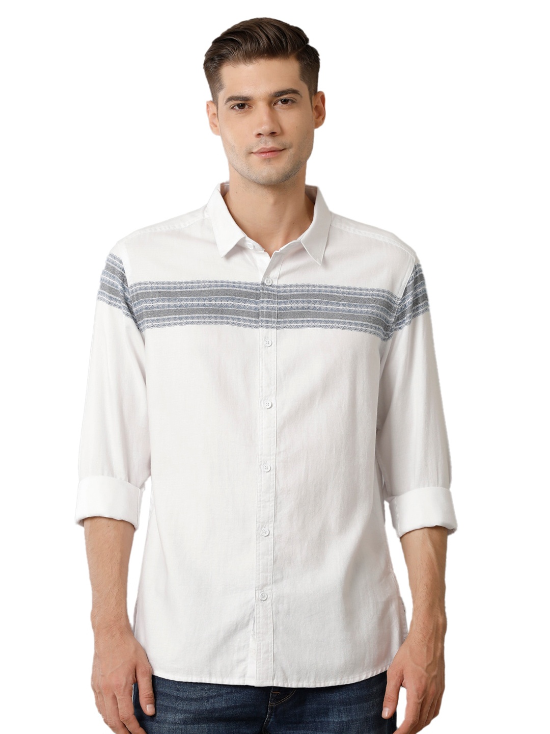 

Voi Jeans Comfort Slim Fit Opaque Cotton Casual Shirt, White