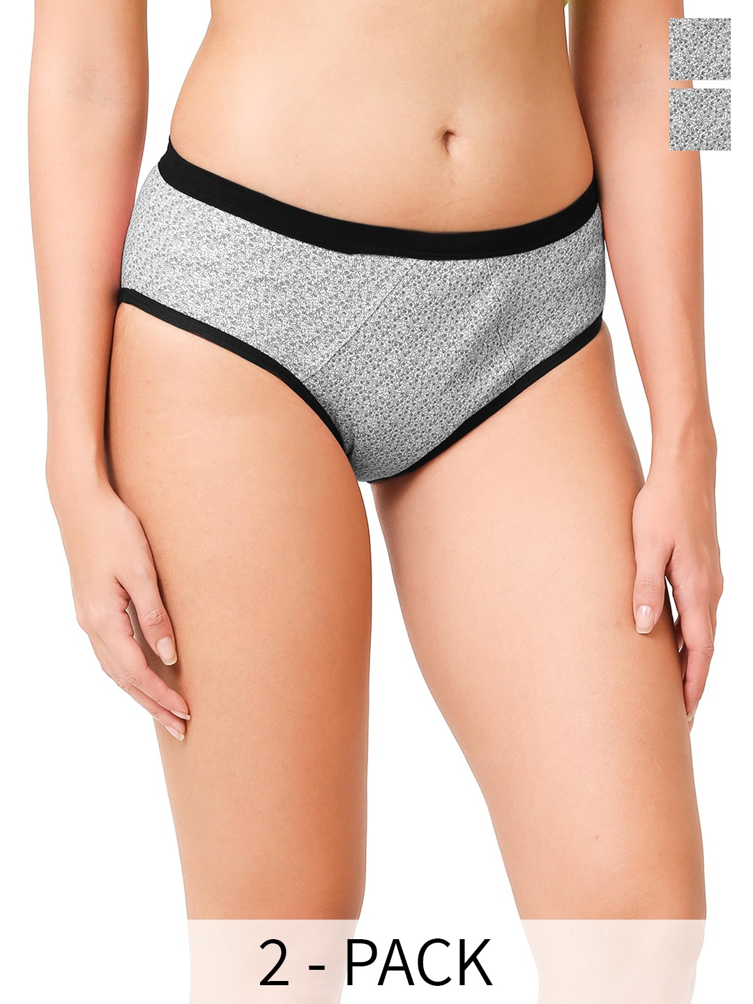 

CareDone Pack of 2 Printed Reusable Leak-Proof Cotton Period Briefs, Grey