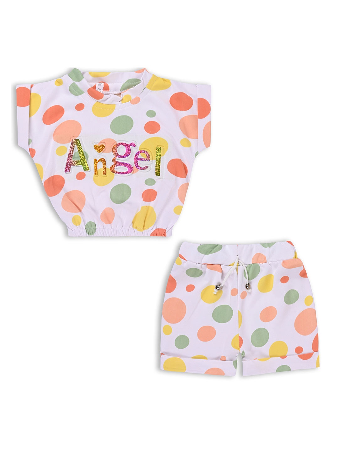 

Wish Karo Girls Polka Dots Printed Top with Shorts, Yellow