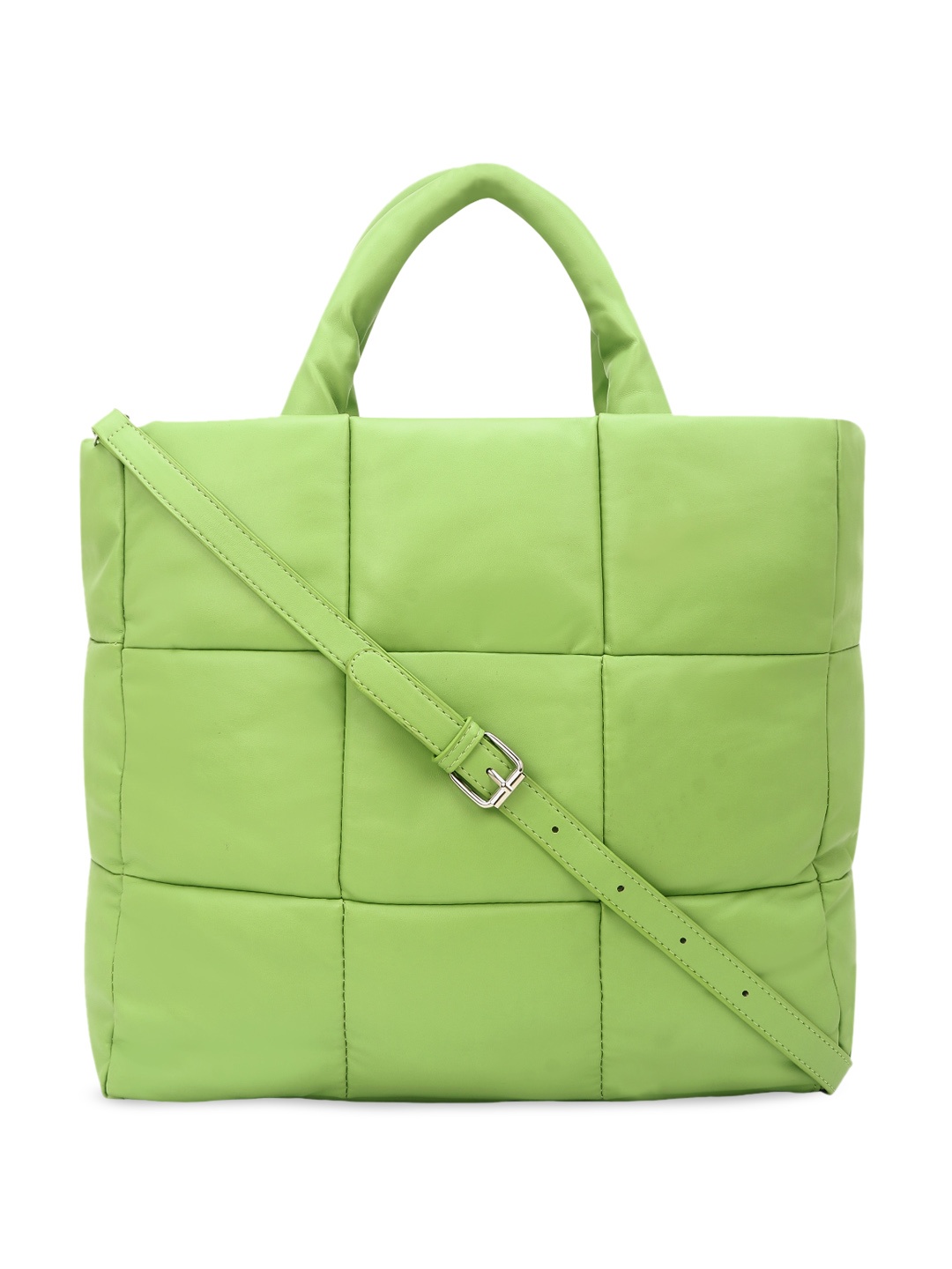 

Guhrl PU Oversized Bucket Tote Bag with Tasselled, Green