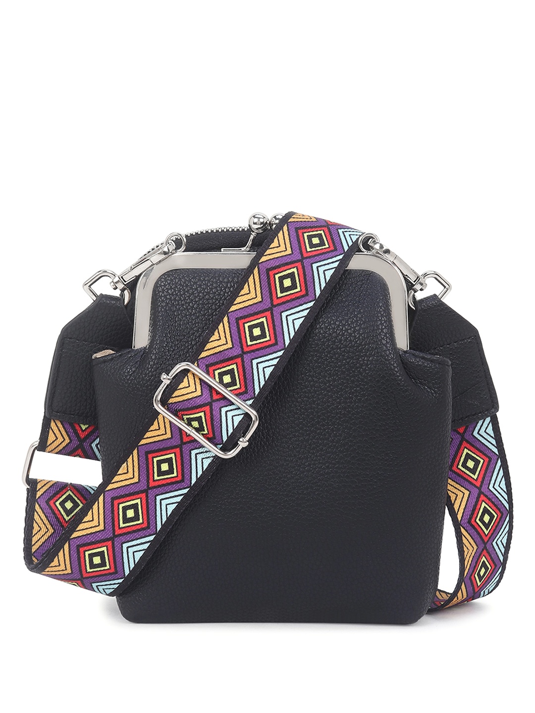 

Guhrl Textured Structured Sling Bag, Black