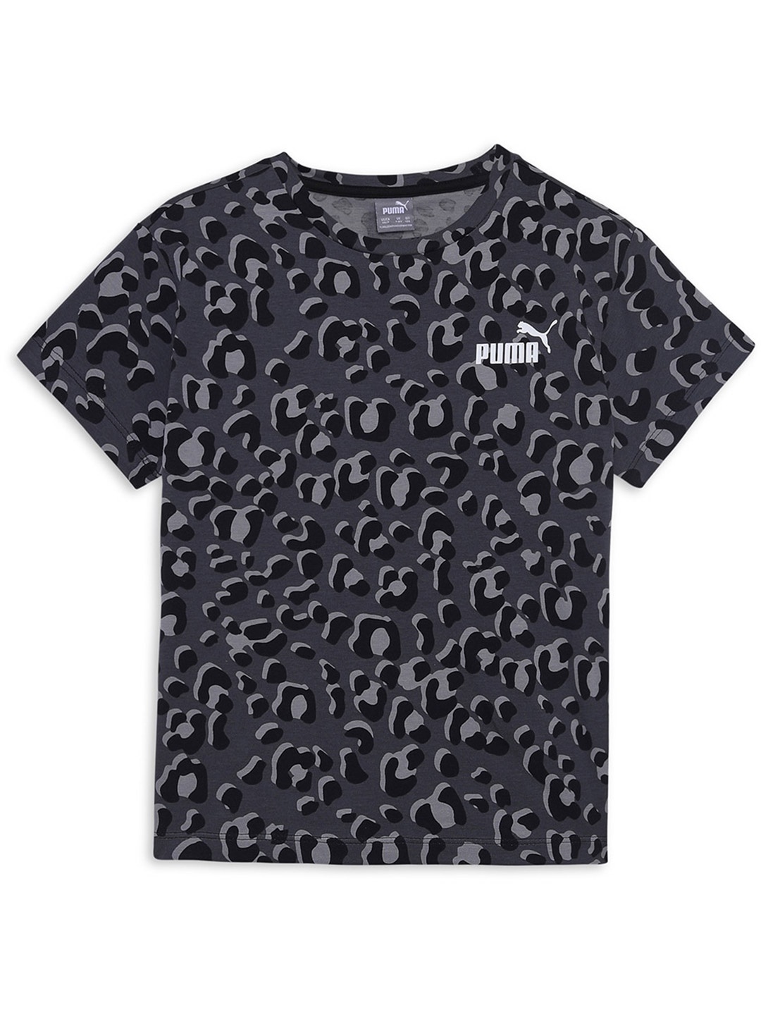 

Puma Animal Printed Girls Youth Cotton Relaxed-Fit T-Shirt, Black