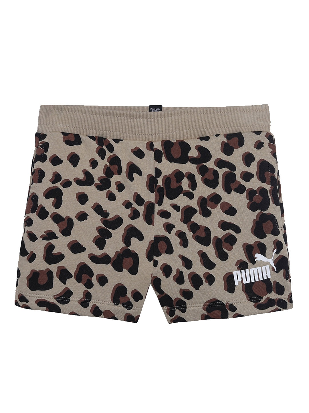 

Puma ess+ Girls Animal Printed Cotton Shorts, Beige