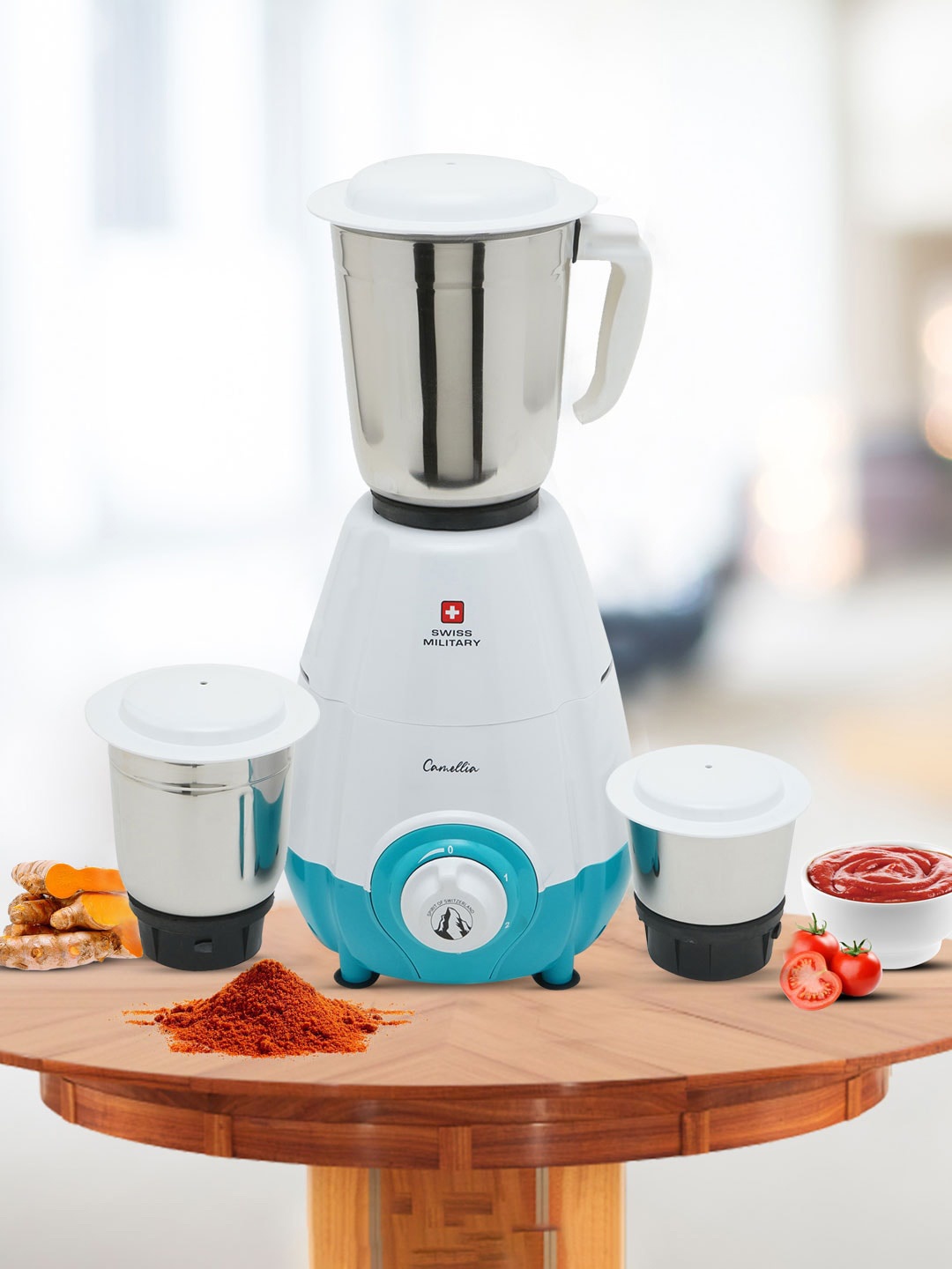 

SWISS MILITARY Sky Blue & White 550 Watt 3 Jars Mixer Grinder