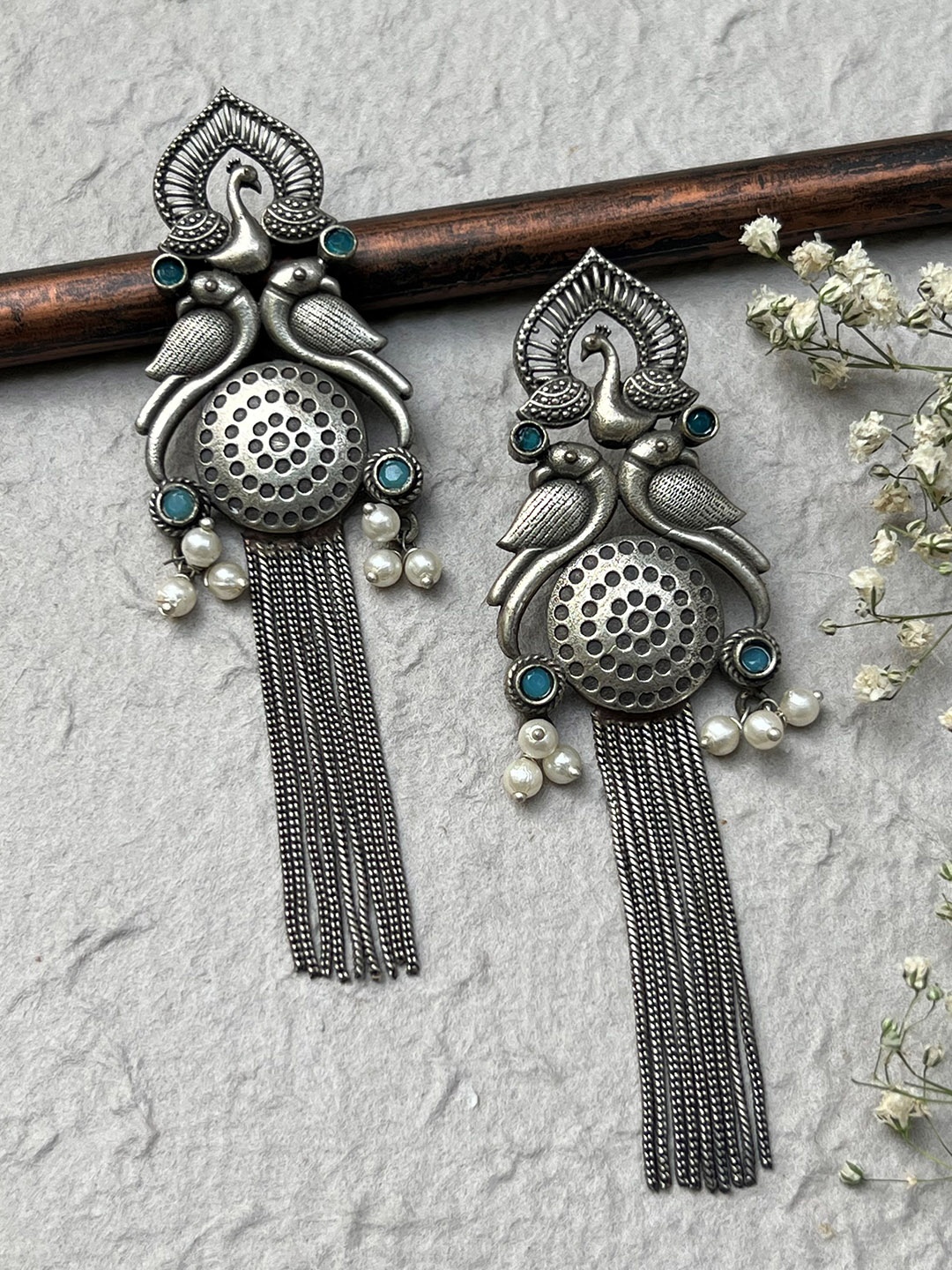 

Prettilicious Silver Plated Oxidised Drop Earrings