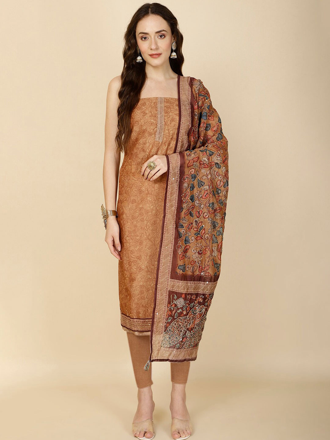 

Meena Bazaar Printed Unstitched Dress Material, Mustard