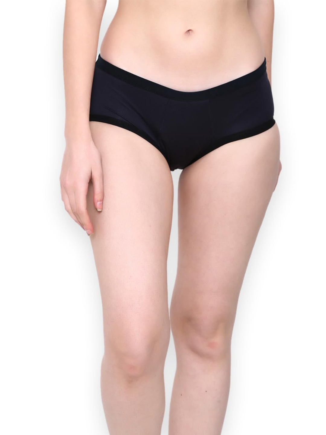 

CareDone Set of 2 Washable and Reusable Mid Rise Leak-Proof Cotton Period Brief, Black