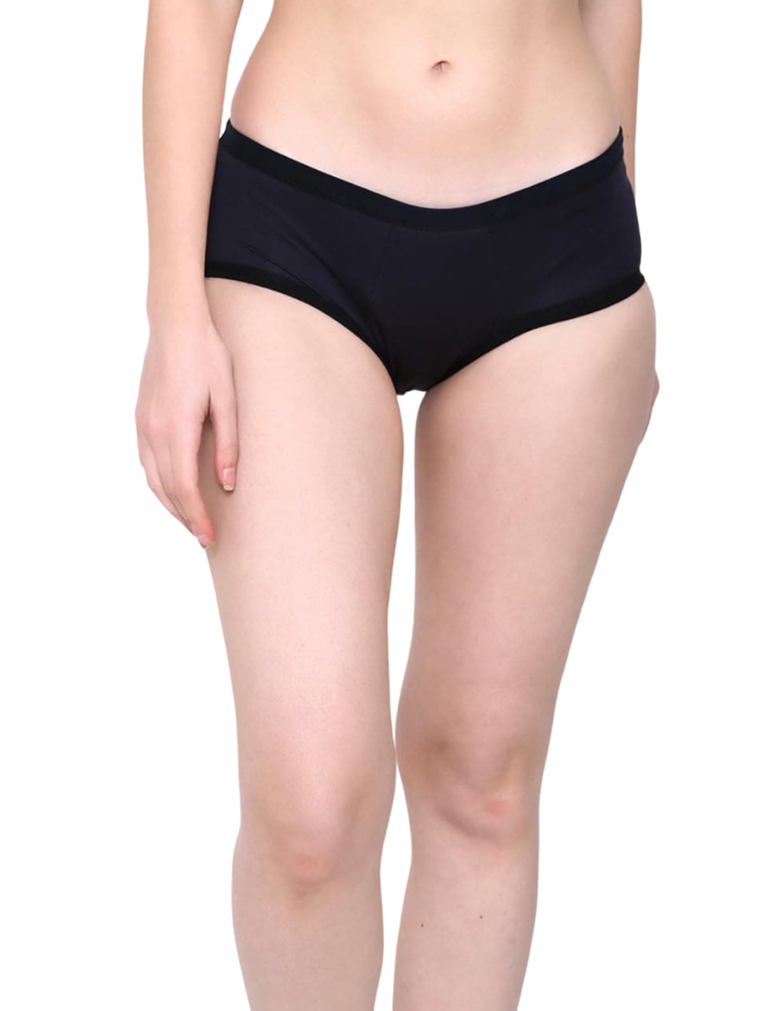 

CareDone Set of 2 Washable and Reusable Mid Rise Leak-Proof Cotton Period Brief, Black