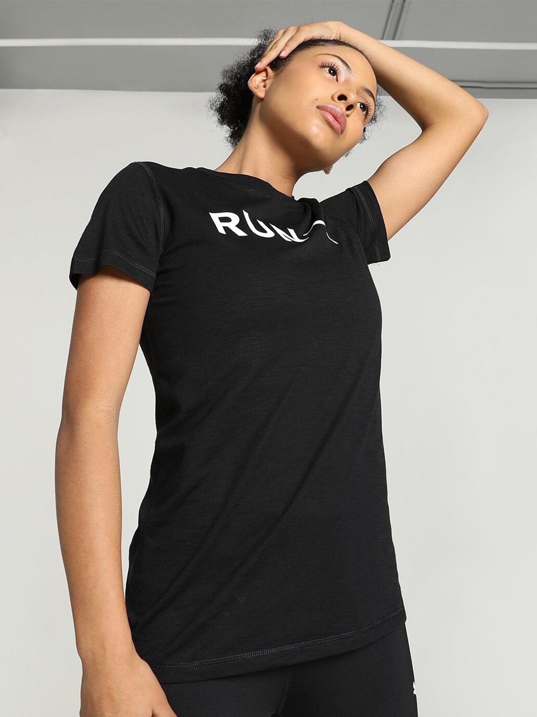 

Puma Run Brand Logo Printed Running T-Shirt, Black
