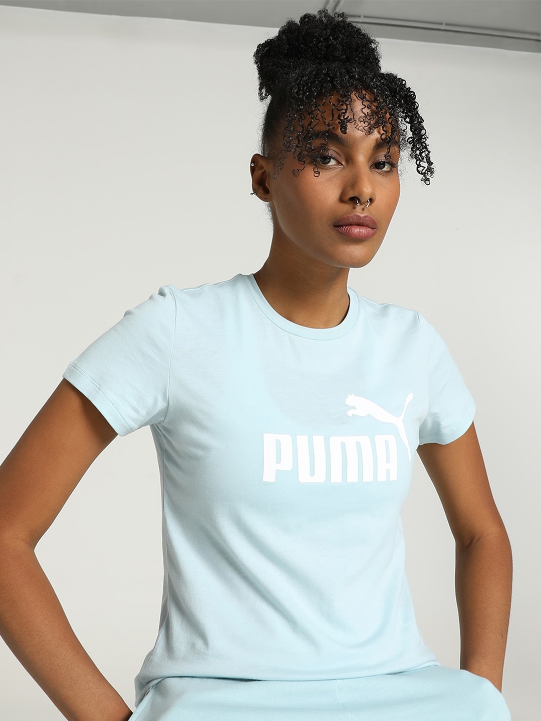 

Puma Essentials Brand Logo Printed Cotton T-Shirt, Blue