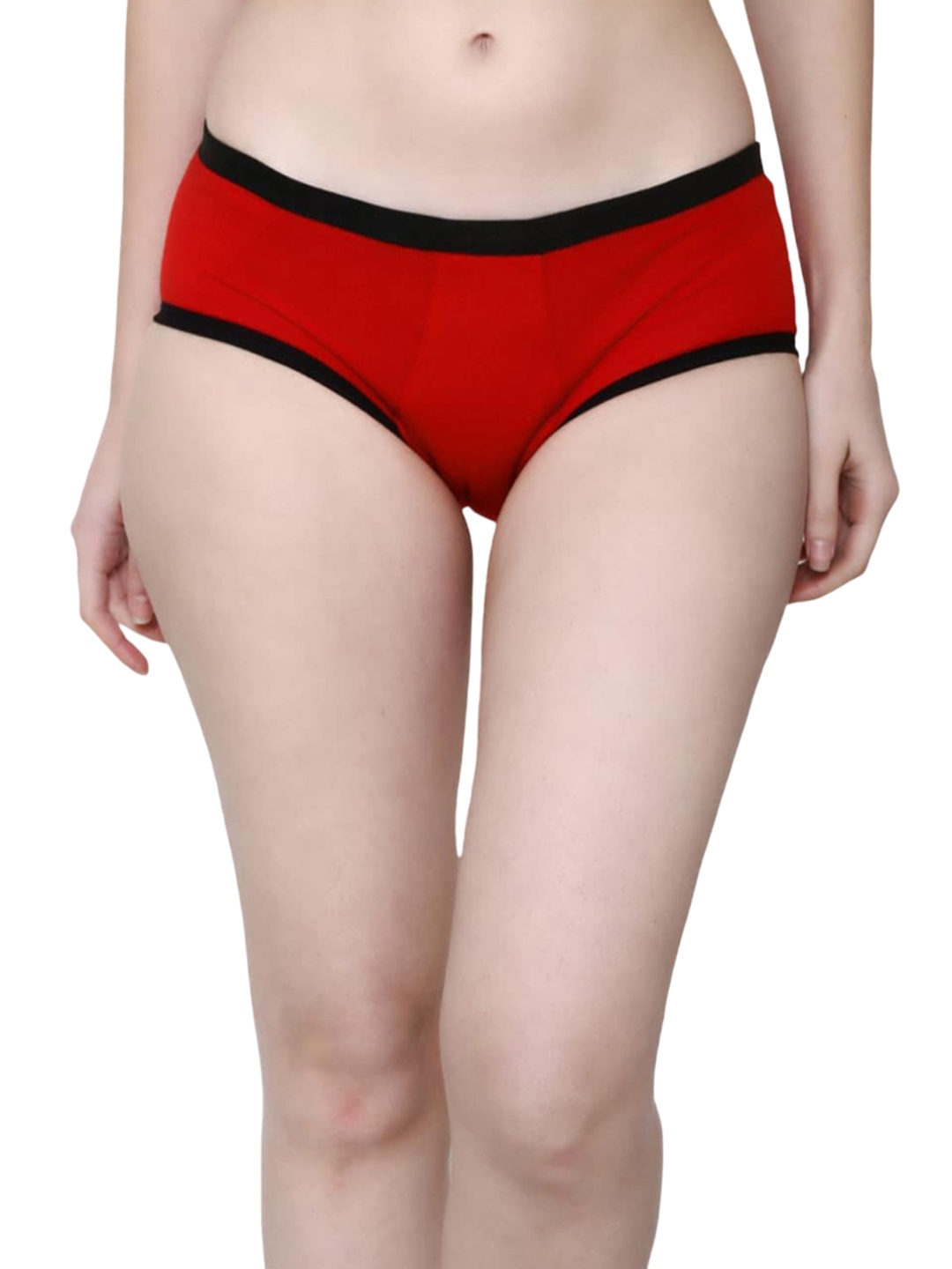 

CareDone Set of 2 Washable and Reusable Mid Rise Leak-Proof Cotton Period Brief, Red