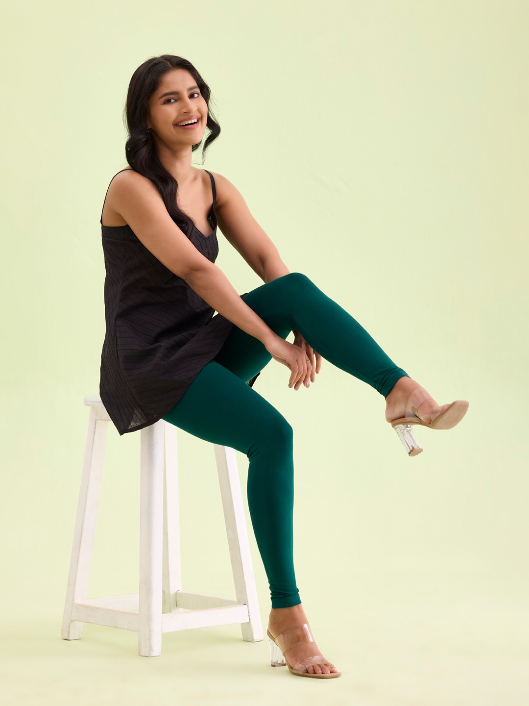 

Go Colors Slim Fit Ankle Length Leggings, Green