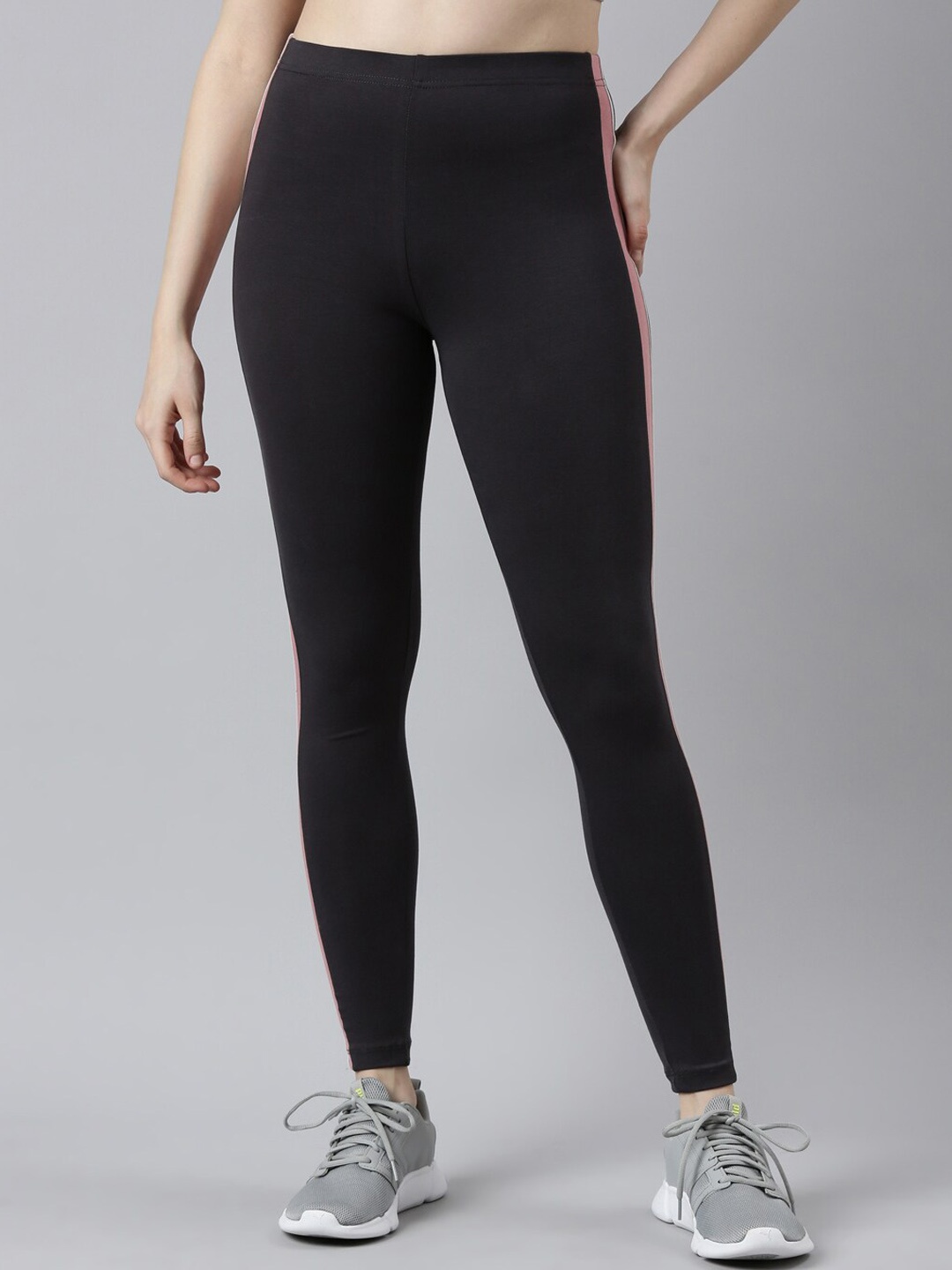 

Go Colors Side Stripe Slim Fit Ankle Length Leggings, Grey