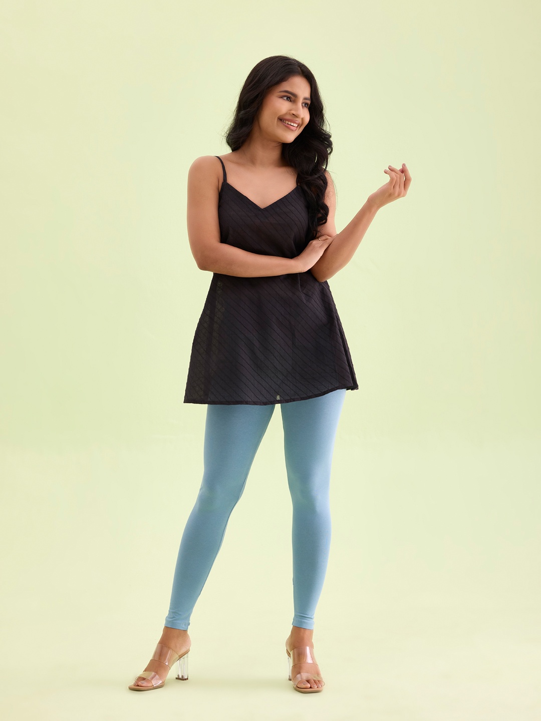 

Go Colors Slim Fit Ankle Length Leggings, Blue