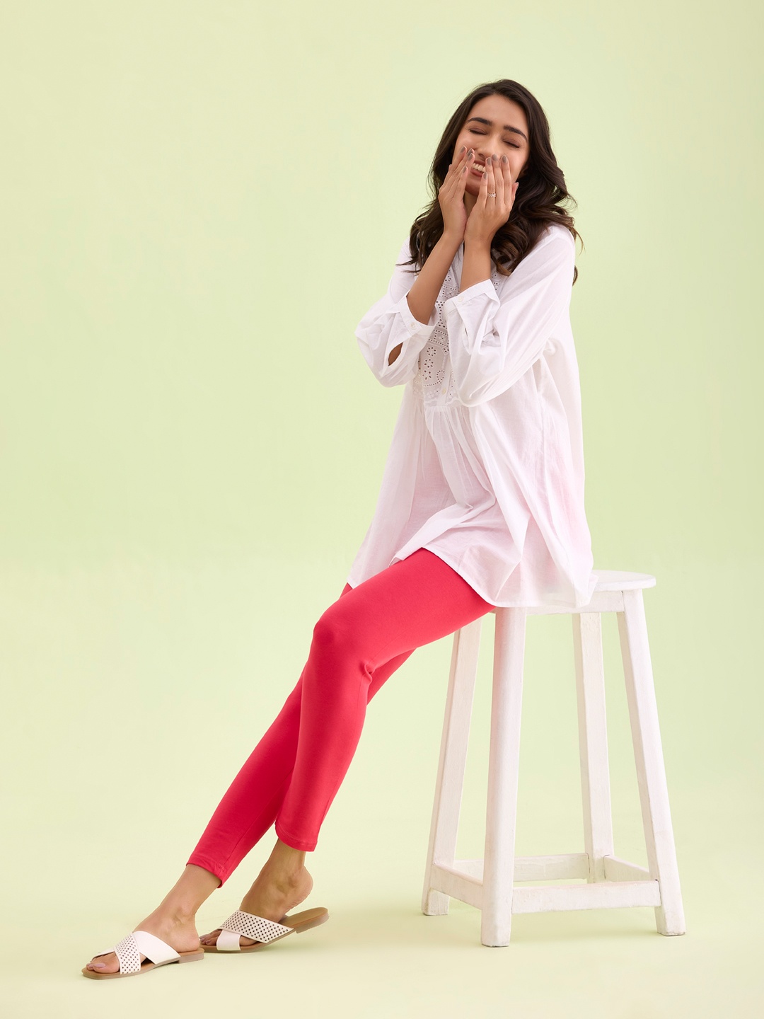 

Go Colors Slim Fit Ankle Length Leggings, Coral