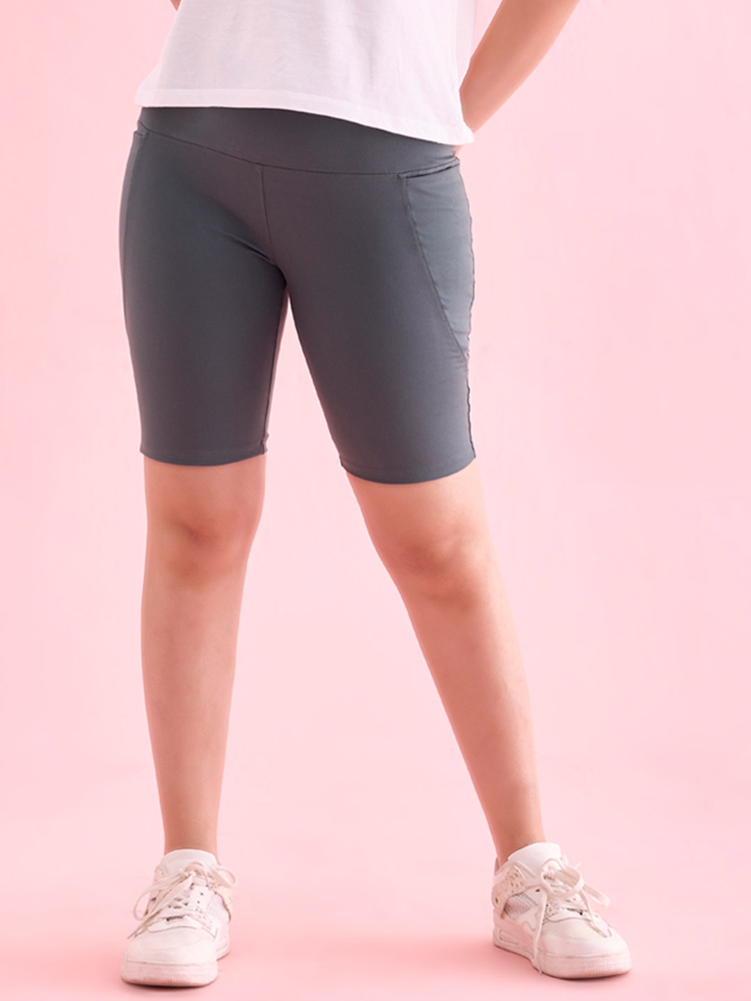 

Go Colors Women Slim Fit High-Rise Biker Shorts, Olive