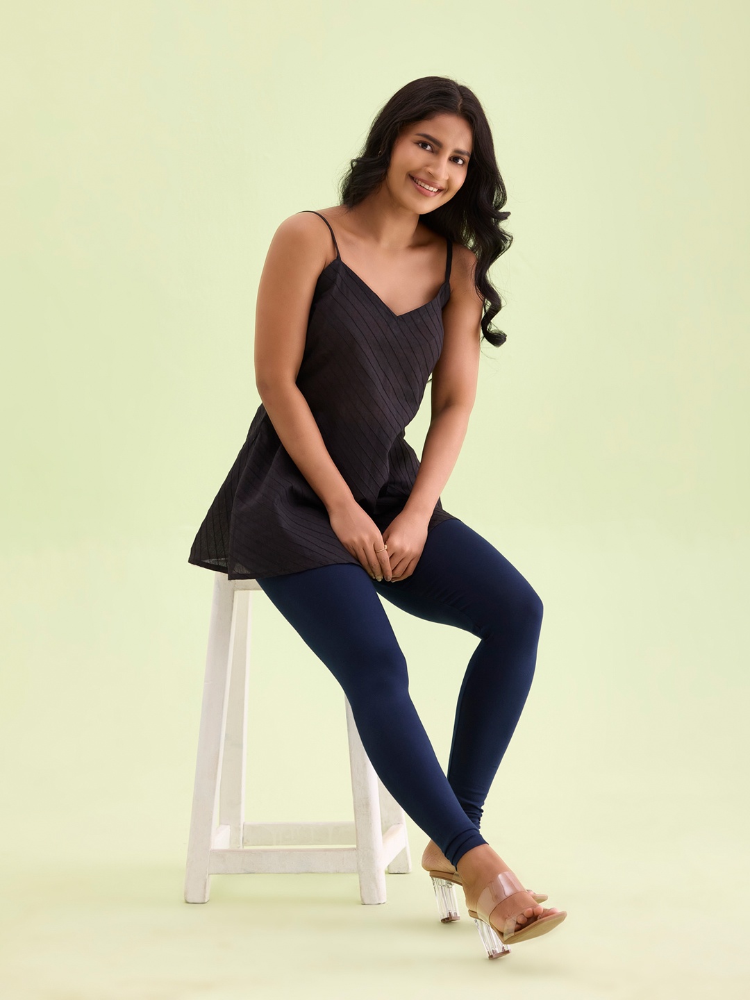 

Go Colors Plus Size Slim-Fit Ankle Length Legging, Navy blue