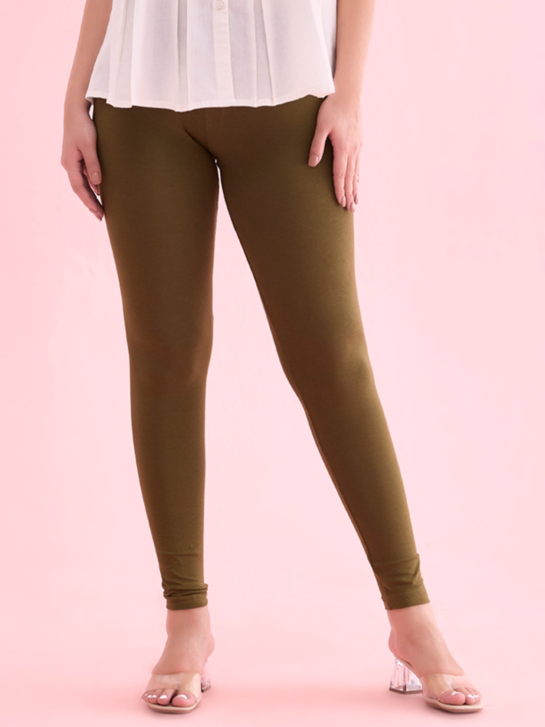 

Go Colors Slim Fit Ankle Length Leggings, Olive