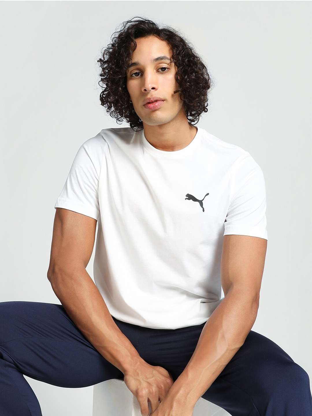 

Puma Brand Logo Printed Cotton T-Shirt, White