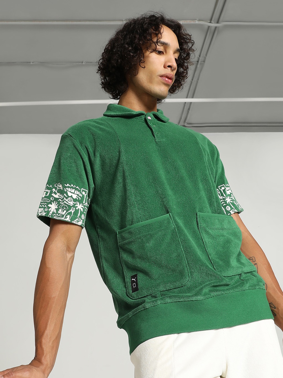 

Puma The Fairgrounds Terry Cotton Basketball T-Shirt, Green