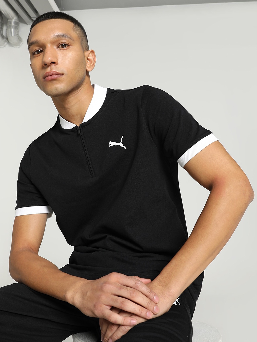 

Puma Baseball Collar Slim-Fit Polo T-Shirt, Black