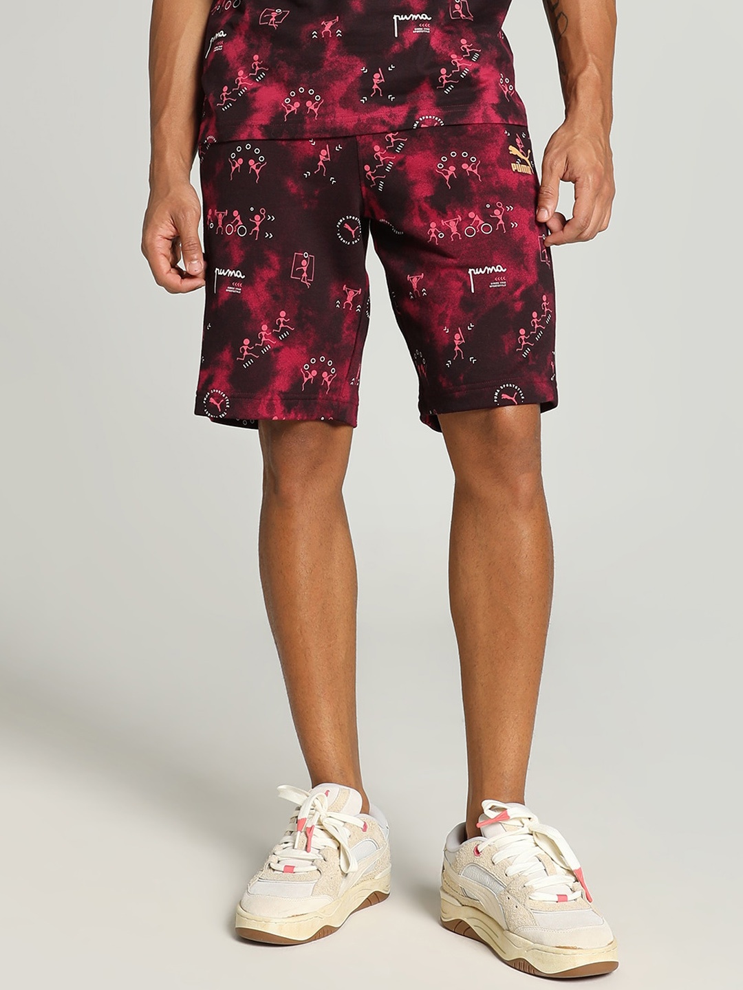 

Puma Classics Men Printed Cotton Shorts, Black