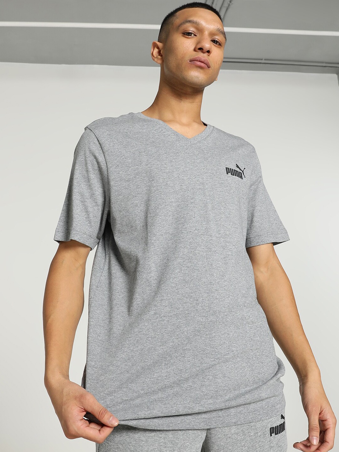 

Puma Cotton V-Neck T-Shirt, Grey