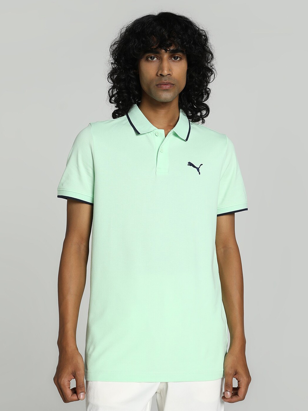 

Puma Collar Tipping Heather Cotton Slim-Fit T-Shirt, Sea green