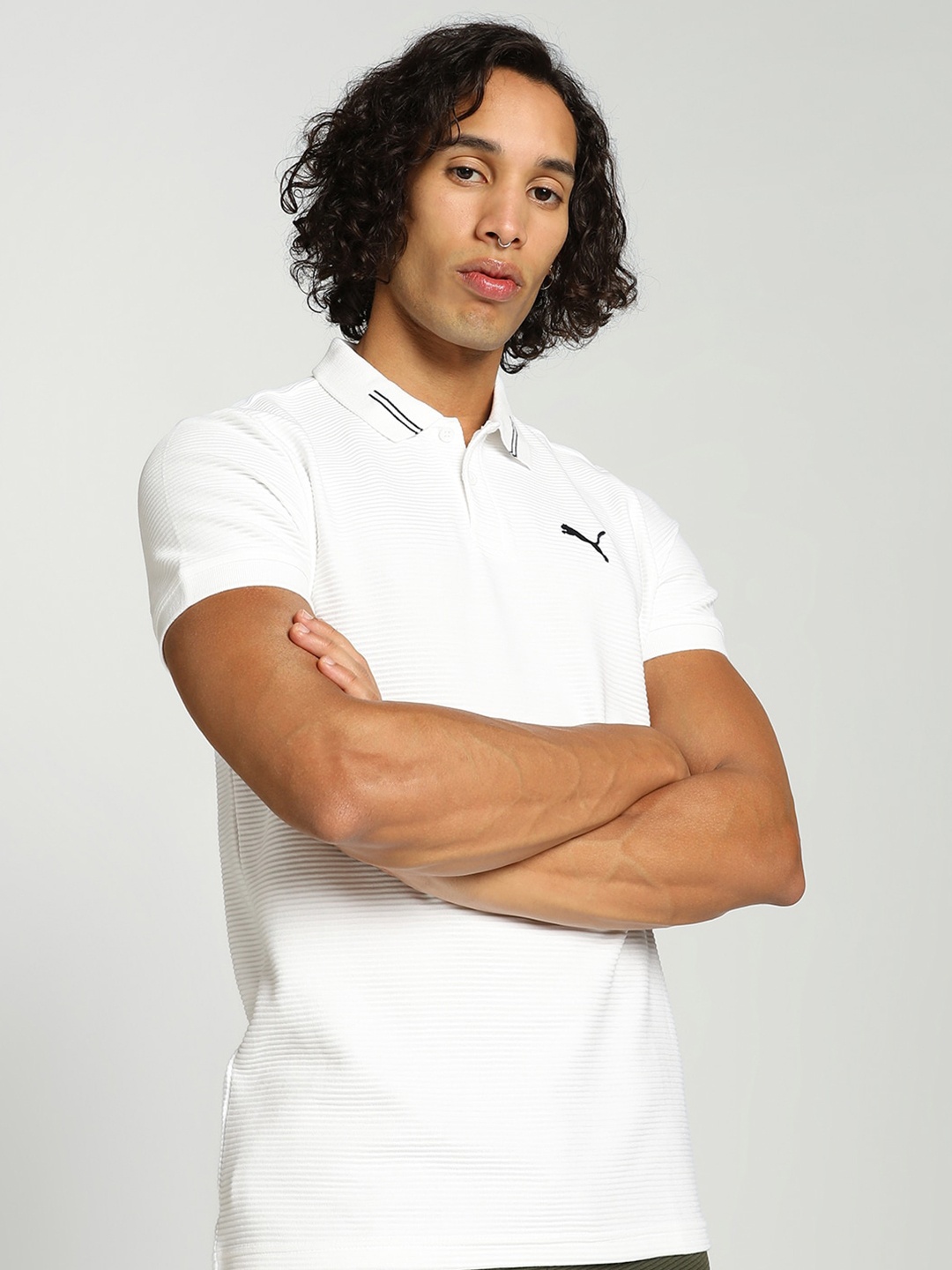 

Puma Ottoman Slim-Fit Polo Collar CottonT-Shirt, White
