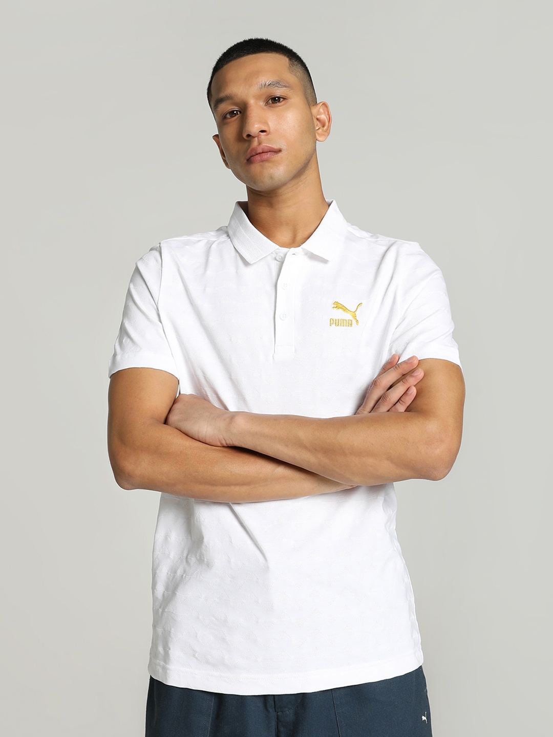 

Puma Classic Jacquard Slim-Fit Cotton Polo T-Shirt, White