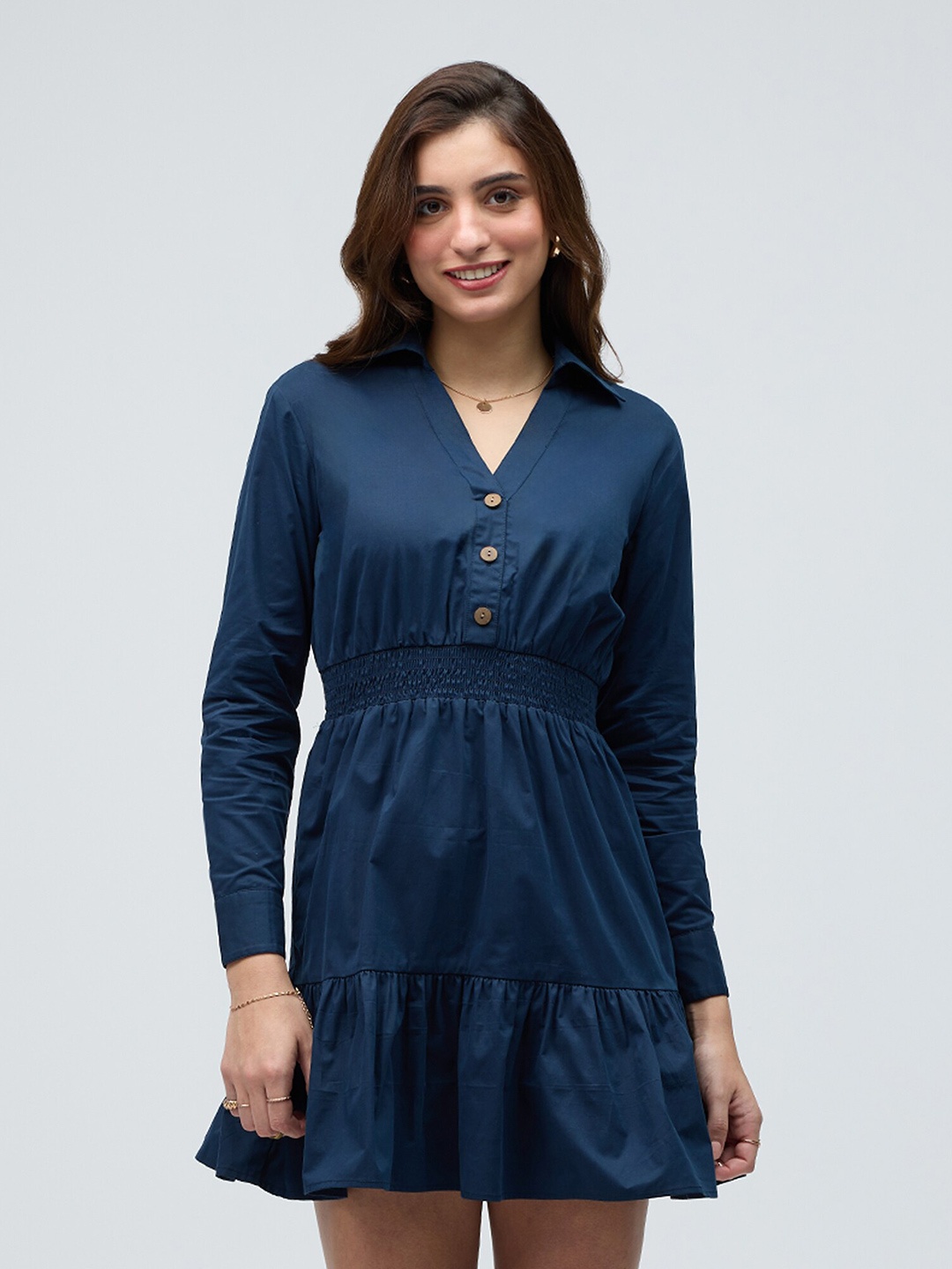 

20Dresses Shirt Collar Fit & Flare Dress, Navy blue