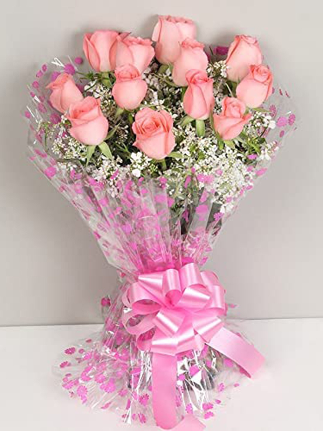 

Floweraura Pink 12 Pieces Fresh Live Roses Flowers Bouquet With Wrapping Paper