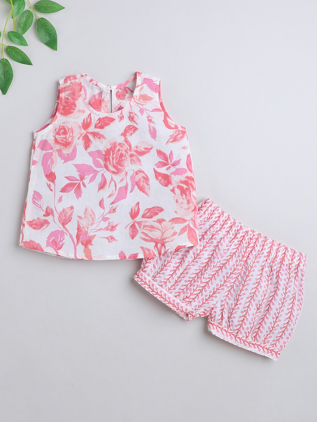 

The Magic Wand Girls Printed Pure Cotton Night Suit, Pink