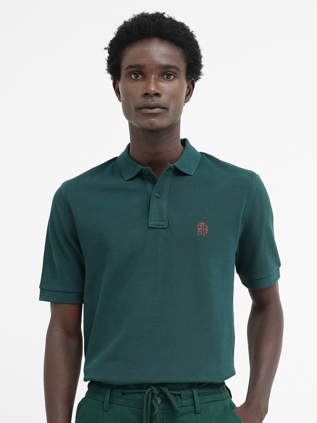 

RARE RABBIT Men Pare Regular Fit Polo Collars T-Shirt, Green