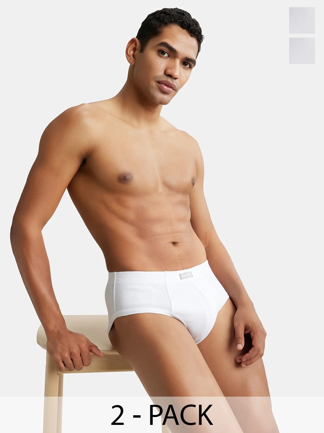 

Pack Of 2 Super Combed Cotton Rib Solid Brief with StayFresh Treatment-1009, White