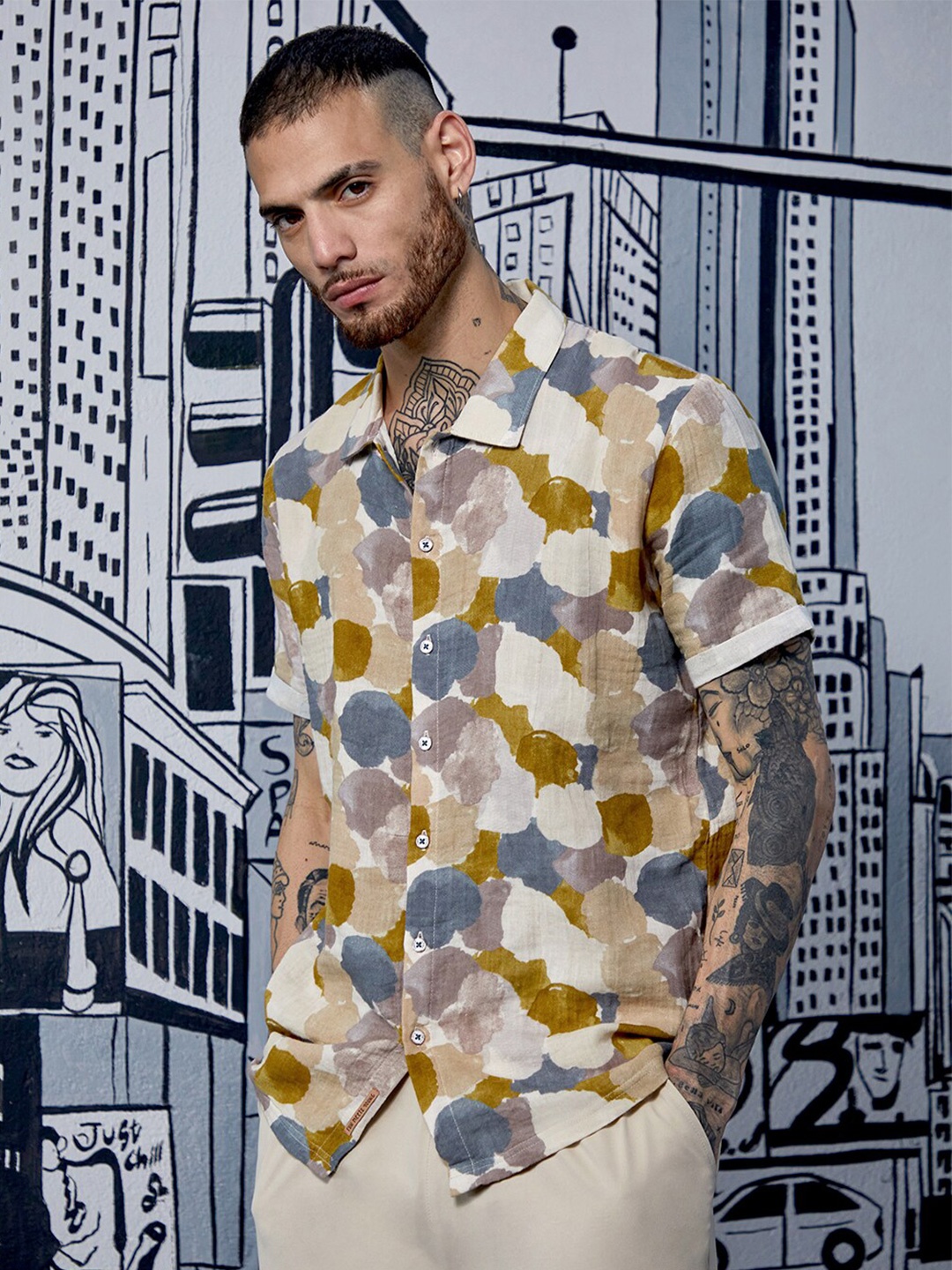 

Campus Sutra Abstract Print Shirt, Mustard