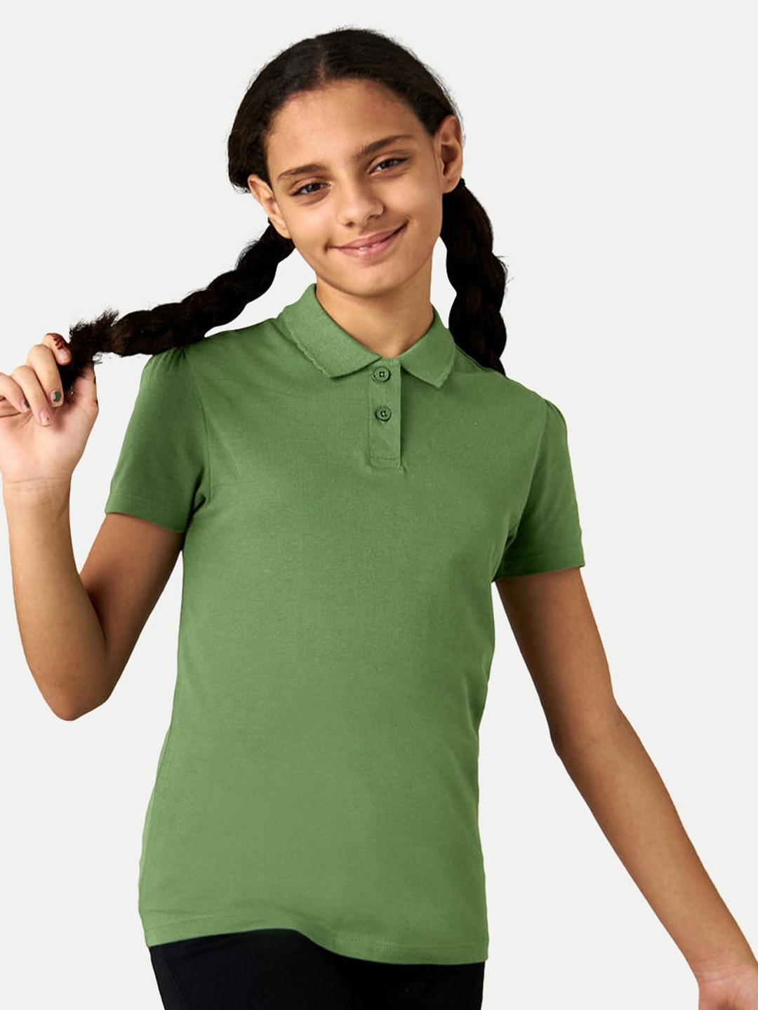 

BAESD Girls Polo Collar Short Sleeves Casual T-shirt, Olive