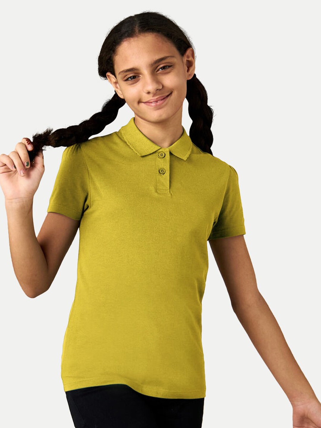 

BAESD Girls Polo Collar Short Sleeves Casual T-shirt, Yellow