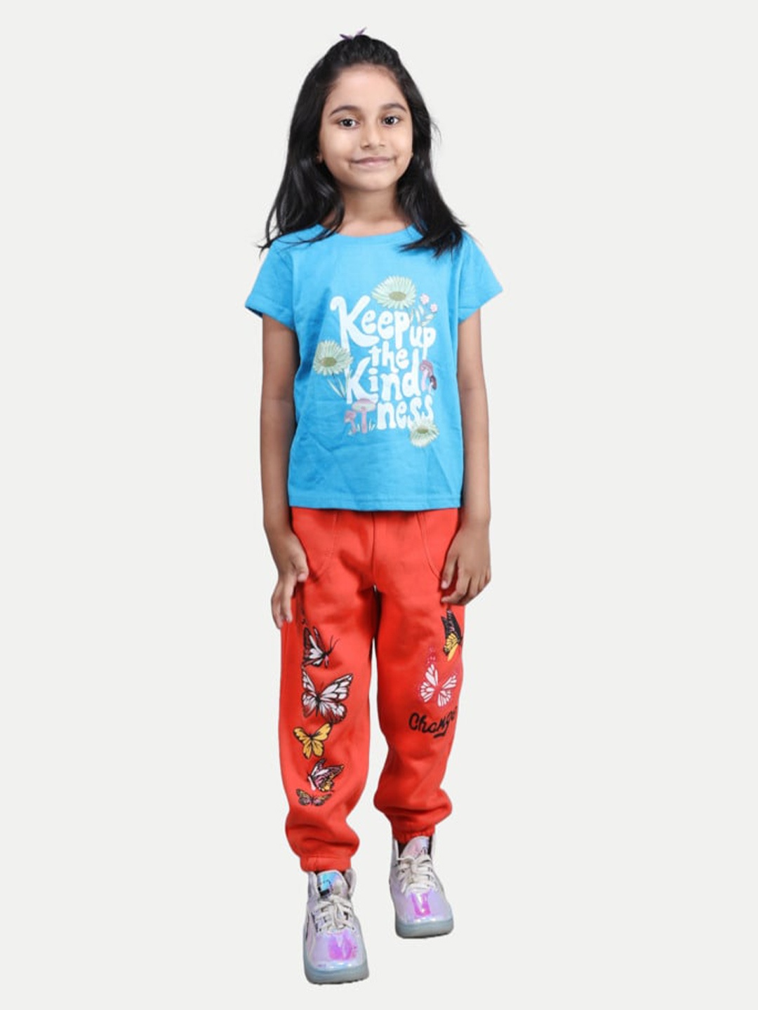 

BAESD Girls Typography Printed Round Neck Short Sleeves T-shirt, Turquoise blue