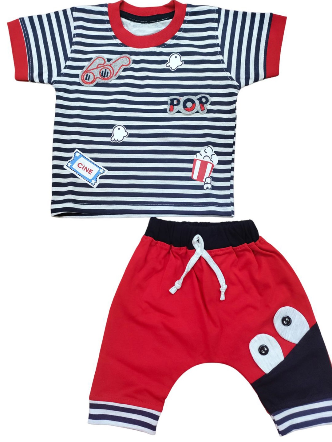 

BAESD Infant Boys Striped Pure Cotton T-Shirt With Trouser, Red