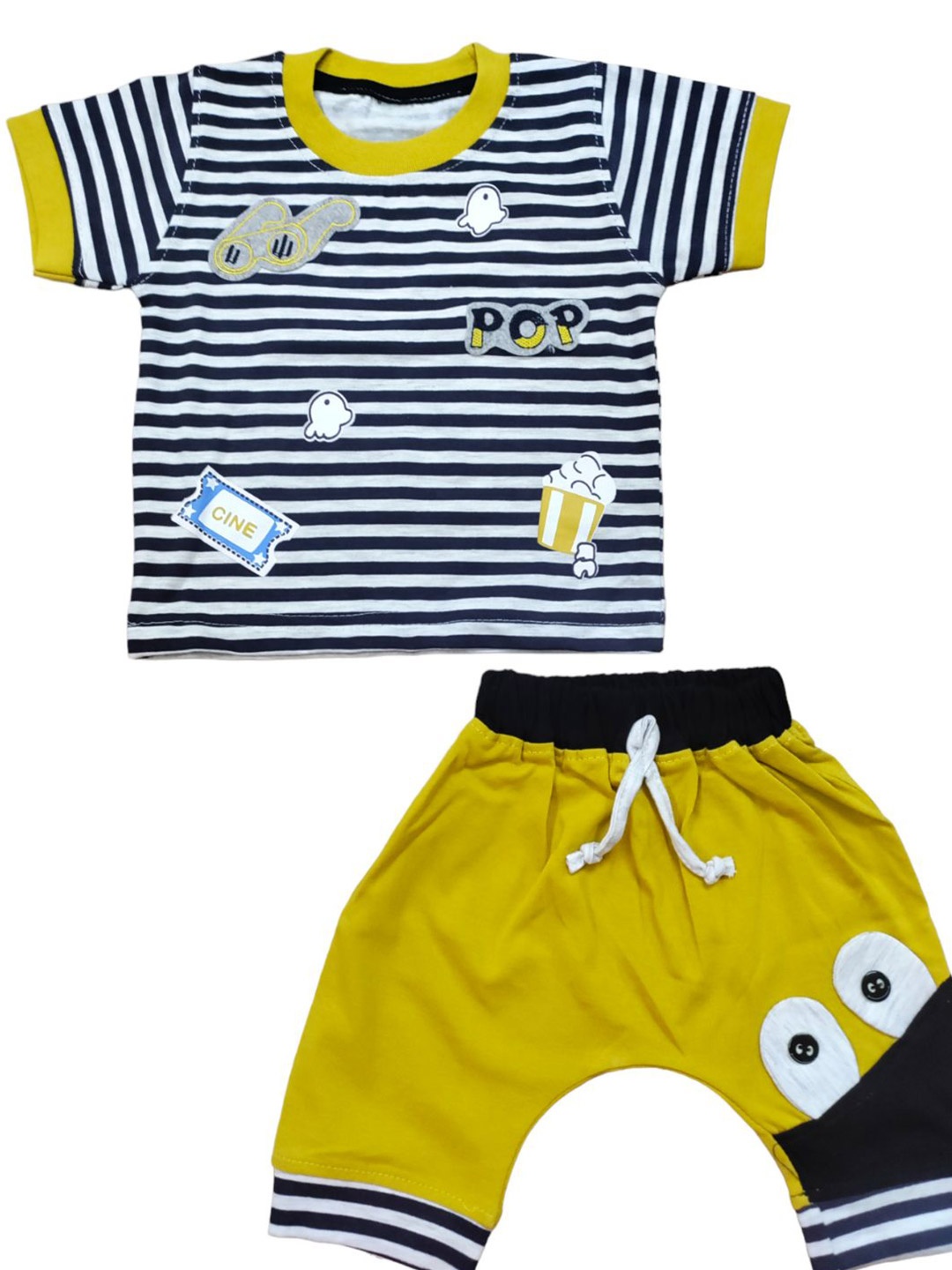 BAESD Infant Boys Striped Pure Cotton T-Shirt With Trouser, White