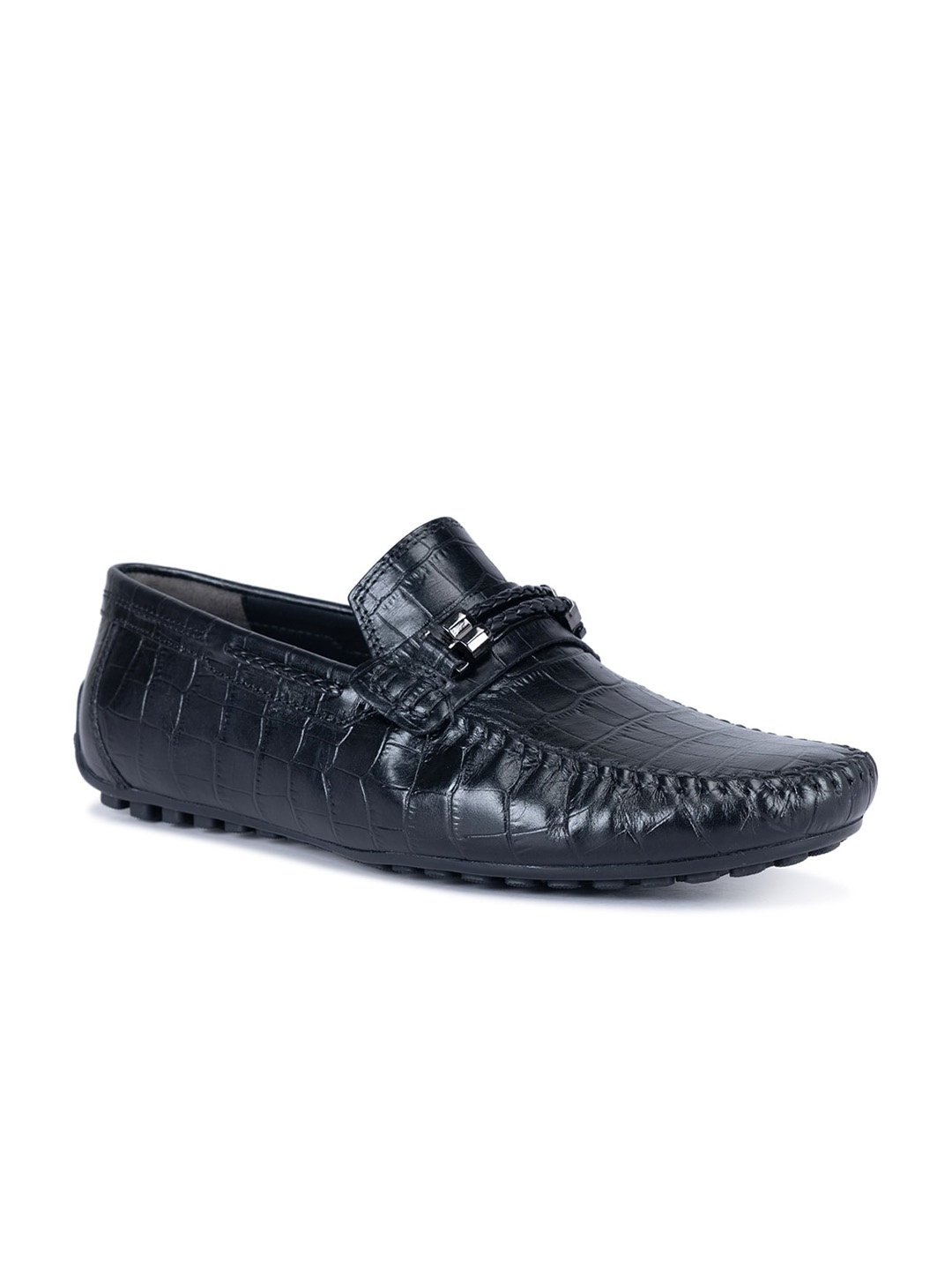 

ROSSO BRUNELLO Men Leather Formal Loafers, Black