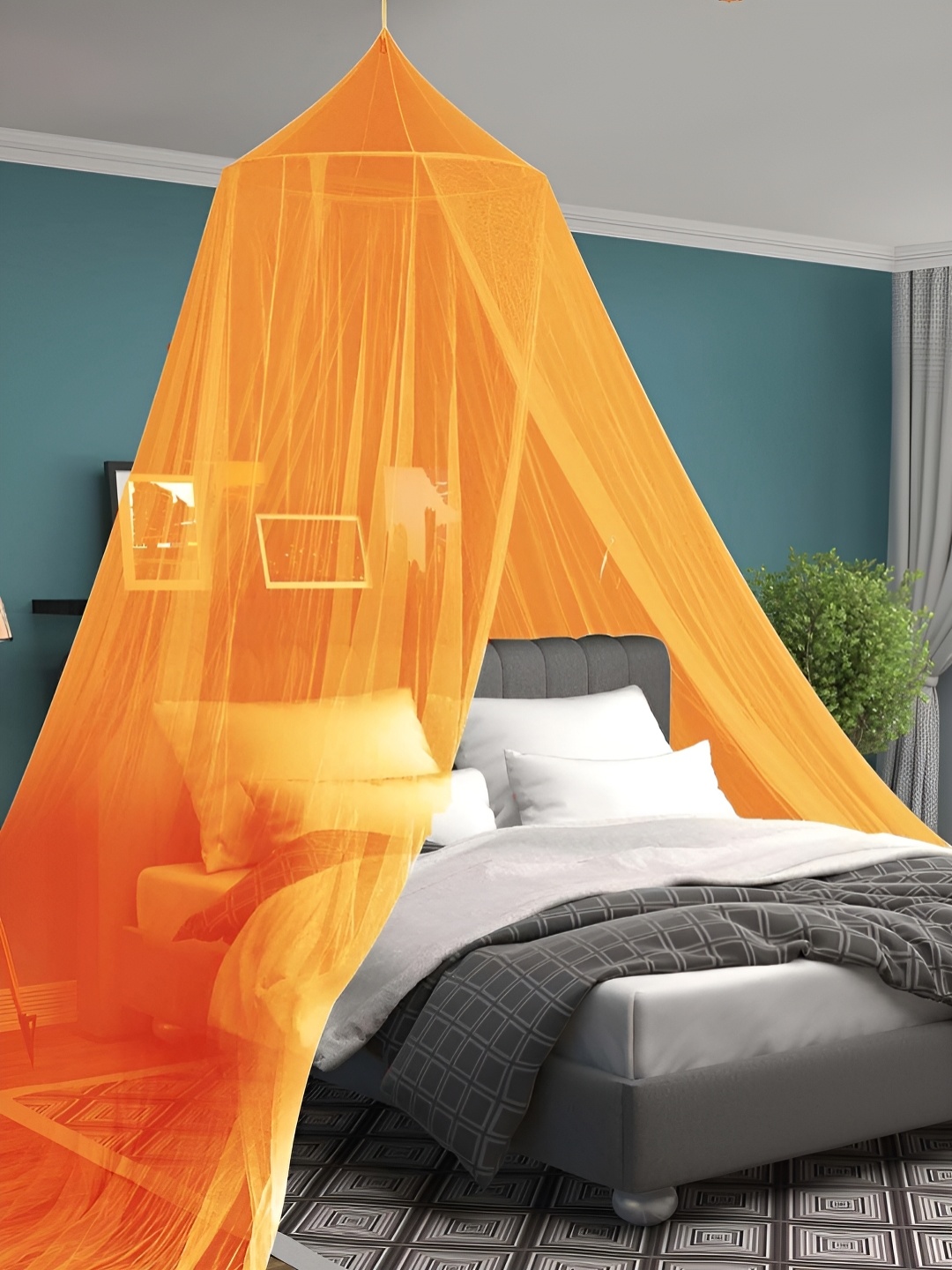 

MARUTI ENTERPRISE Orange King Size Hanging Mosquito Net